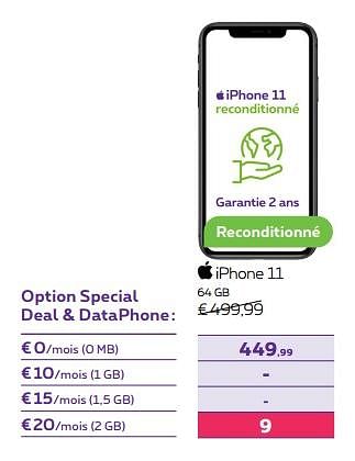 Promotions Apple iphone 11 64 gb - Apple - Valide de 01/02/2023 à 01/05/2023 chez Proximus