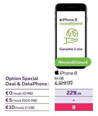 Promotions Apple iphone 8 64 gb - Apple - Valide de 01/02/2023 à 01/05/2023 chez Proximus