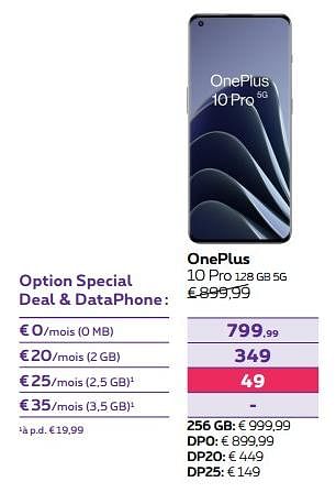 Promotions Oneplus 10 pro 128 gb 5g - OnePlus - Valide de 01/02/2023 à 01/05/2023 chez Proximus