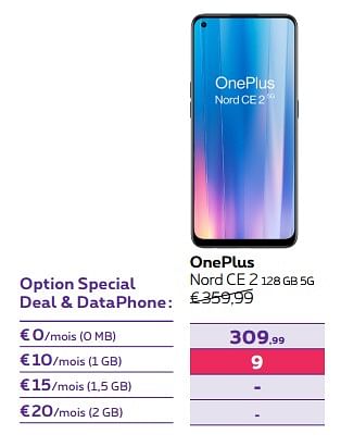 Promotions Oneplus nord ce 2 128 gb 5g - OnePlus - Valide de 01/02/2023 à 01/05/2023 chez Proximus