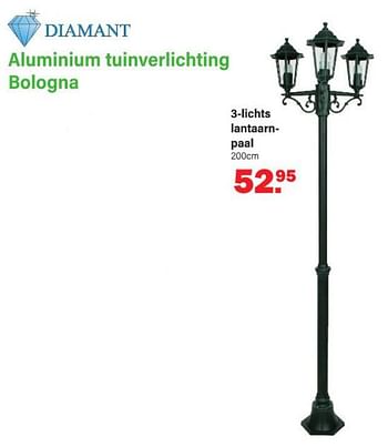 Promoties Aluminium tuinverlichting bologna 3-lichts lantaarnpaal - Diamant - Geldig van 30/01/2023 tot 18/02/2023 bij Van Cranenbroek