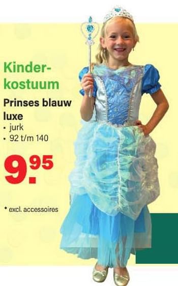 Promoties Kinderkostuum prinses blauw luxe - Huismerk - Van Cranenbroek - Geldig van 30/01/2023 tot 18/02/2023 bij Van Cranenbroek