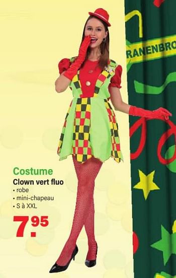 Promotions Costume clown vert fluo - Produit Maison - Van Cranenbroek - Valide de 30/01/2023 à 18/02/2023 chez Van Cranenbroek