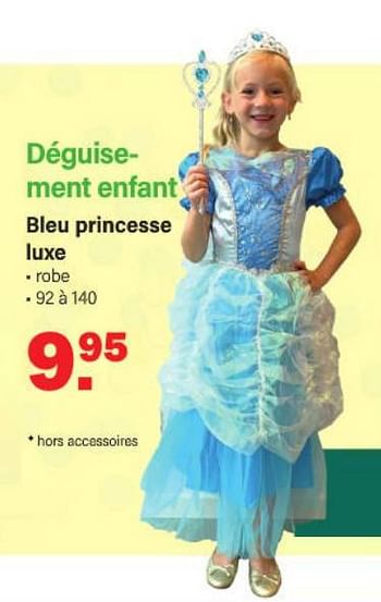 Promotions Déguisement enfant bleu princesse luxe - Produit Maison - Van Cranenbroek - Valide de 30/01/2023 à 18/02/2023 chez Van Cranenbroek