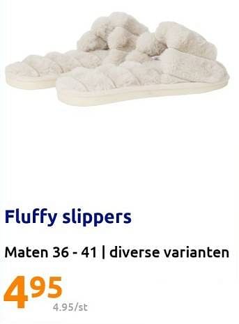Promoties Fluffy slippers - Huismerk - Action - Geldig van 15/02/2023 tot 21/02/2023 bij Action