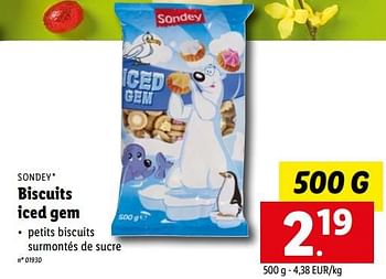 Promotions Biscuits iced gem - Sondey - Valide de 27/02/2023 à 04/03/2023 chez Lidl