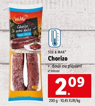 Promotions Chorizo - Sol & Mar - Valide de 27/02/2023 à 04/03/2023 chez Lidl
