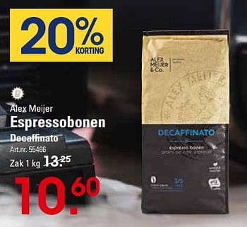 Promoties Alex meijer espressobonen decaffinato - Alex Meijer - Geldig van 09/02/2023 tot 27/02/2023 bij Sligro