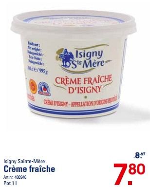 Promoties Isigny sainte-mère crème fraîche - Isigny Sainte Mère - Geldig van 09/02/2023 tot 27/02/2023 bij Sligro