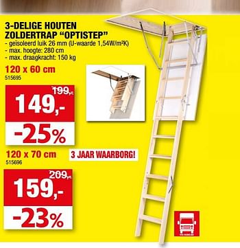 Promoties 3-delige houten zoldertrap optistep - Huismerk - Hubo  - Geldig van 22/02/2023 tot 03/03/2023 bij Hubo