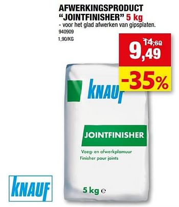 Promoties Afwerkingsproduct jointfinisher - Knauf - Geldig van 22/02/2023 tot 03/03/2023 bij Hubo
