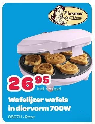Promoties Bestron wafelijzer wafels in diervorm - Bestron - Geldig van 20/02/2023 tot 02/04/2023 bij Happyland