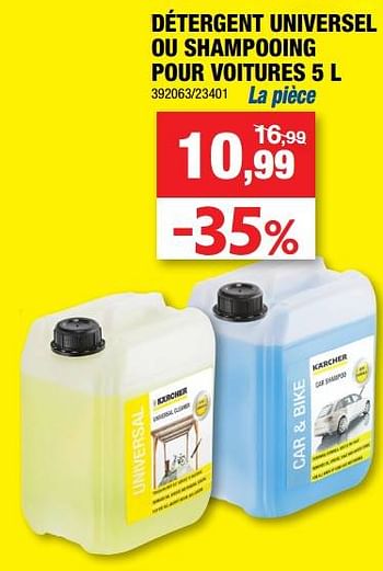 Promotions Détergent universel ou shampooing pour voitures - Kärcher - Valide de 22/02/2023 à 03/03/2023 chez Hubo