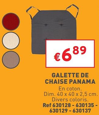 Promotions Galette de chaise panama - Produit maison - Trafic  - Valide de 25/02/2023 à 27/02/2023 chez Trafic