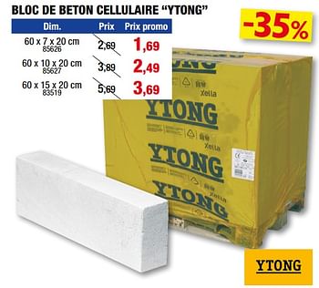 Promotions Bloc de beton cellulaire ytong - Ytong - Valide de 22/02/2023 à 03/03/2023 chez Hubo