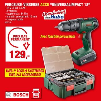 Promotions Bosch perceuse-visseuse accu universalimpact 18 - Bosch - Valide de 22/02/2023 à 03/03/2023 chez Hubo