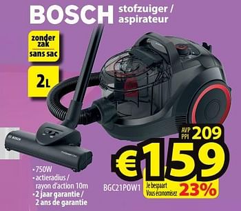 Promoties Bosch stofzuiger - aspirateur bgc21pow1 - Bosch - Geldig van 21/02/2023 tot 28/02/2023 bij ElectroStock