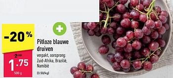 Promoties Pitloze blauwe druiven - Huismerk - Aldi - Geldig van 27/02/2023 tot 04/03/2023 bij Aldi