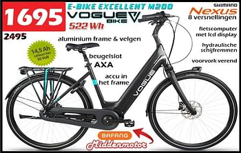 Promoties E-bike excellent m200 - Vogue Bike - Geldig van 16/02/2023 tot 12/03/2023 bij Itek