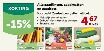 Promoties Zaadset courgette multicolor - Huismerk - Aveve - Geldig van 27/02/2023 tot 12/03/2023 bij Aveve