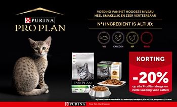 Promotions -20% op alle pro plan droge en natte voeding voor katten - Purina - Valide de 27/02/2023 à 12/03/2023 chez Aveve