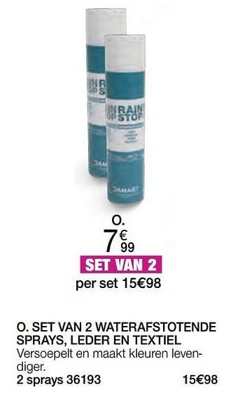 Promoties Set van 2 waterafstotende sprays leder en textiel - Huismerk - Damart - Geldig van 01/03/2023 tot 15/06/2023 bij Damart