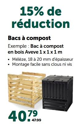 Promotions Bac à compost en bois aveve - Produit maison - Aveve - Valide de 27/02/2023 à 12/03/2023 chez Aveve