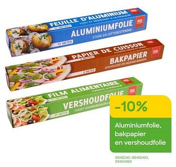 Promoties -10% aluminiumfolie, bakpapier en vershoudfolie - Huismerk - Ava - Geldig van 01/03/2023 tot 15/05/2023 bij Ava