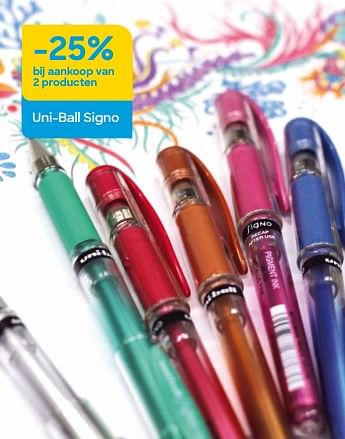 Promoties Uni-ball signo -25% bij aankoop van 2 producten - Signo - Geldig van 01/03/2023 tot 15/05/2023 bij Ava