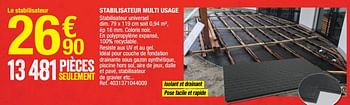 Promotions Stabilisateur multi usage - Produit Maison - Brico Depot - Valide de 24/02/2023 à 09/03/2023 chez Brico Depot