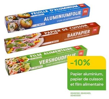 Promotions -10% papier aluminium, papier de cuisson et film alimentaire - Produit Maison - Ava - Valide de 01/03/2023 à 15/05/2023 chez Ava
