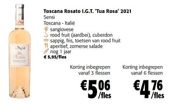 Promoties Toscana rosato i.g.t. tua rosa 2021 sensi toscana - italië - Rosé wijnen - Geldig van 22/02/2023 tot 07/03/2023 bij Colruyt
