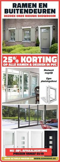 25% korting op alle ramen + deuren in pvc-Huismerk - Bouwcenter Frans Vlaeminck