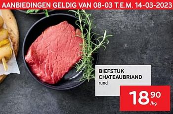 Promoties Biefstuk chateaubriand rund - Huismerk - Alvo - Geldig van 08/03/2023 tot 21/03/2023 bij Alvo
