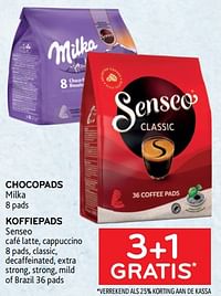 Chocopads milka + koffiepads senseo 3+1 gratis-Huismerk - Alvo