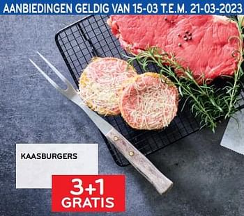Promotions Kaasburgers 3+1 gratis - Produit maison - Alvo - Valide de 08/03/2023 à 21/03/2023 chez Alvo