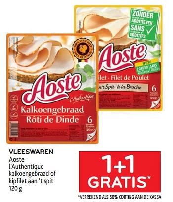 Promoties Vleeswaren aoste 1+1 gratis - Aoste - Geldig van 08/03/2023 tot 21/03/2023 bij Alvo