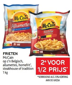 Promoties Frieten mccain 2e voor 1-2 prijs - Mc Cain - Geldig van 08/03/2023 tot 21/03/2023 bij Alvo