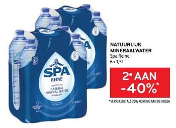 Promotions Natuurlijk mineraalwater spa reine 2e aan -40% - Spa - Valide de 08/03/2023 à 21/03/2023 chez Alvo