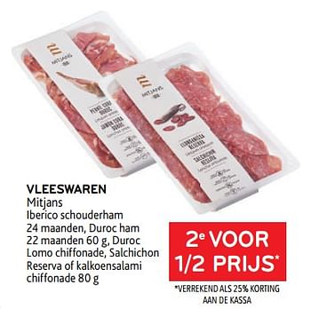 Promoties Vleeswaren mitjans 2e voor 1-2 prijs - Mitjans - Geldig van 08/03/2023 tot 21/03/2023 bij Alvo