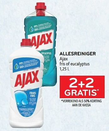 Promotions Allesreiniger ajax 2+2 gratis - Ajax - Valide de 08/03/2023 à 21/03/2023 chez Alvo
