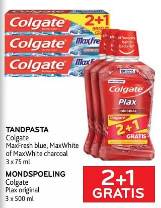 Promoties Tandpasta colgate + mondspoeling colgate 2+1 gratis - Colgate - Geldig van 08/03/2023 tot 21/03/2023 bij Alvo