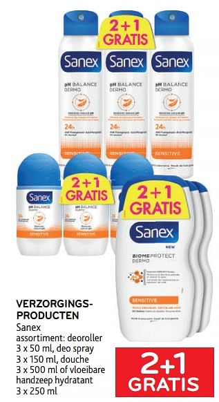 Promoties Verzorgingsproducten sanex 2+1 gratis - Sanex - Geldig van 08/03/2023 tot 21/03/2023 bij Alvo
