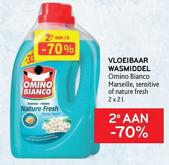 Promotions Vloeibaar wasmiddel omino bianco 2e aan -70% - Omino Bianco - Valide de 08/03/2023 à 21/03/2023 chez Alvo