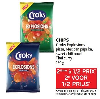 Promotions Chips croky explosions 2ième à 1-2 prix - Croky - Valide de 08/03/2023 à 21/03/2023 chez Alvo