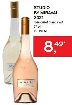 Promoties Studio by miraval 2021 rosé ou blanc - Rosé wijnen - Geldig van 08/03/2023 tot 21/03/2023 bij Alvo