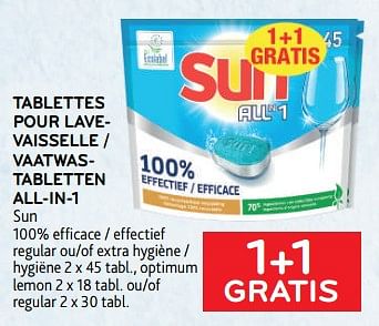 Promotions Tablettes pour lavevaisselle sun 1+1 gratis - Sun - Valide de 08/03/2023 à 21/03/2023 chez Alvo