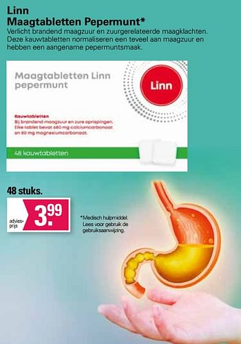 Promoties Linn maagtabletten pepermunt - Linn - Geldig van 20/02/2023 tot 11/03/2023 bij De Online Drogist