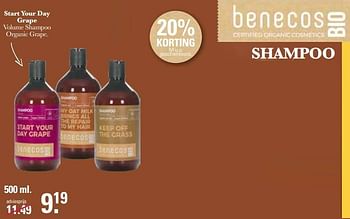 Promoties Start your day grape volume shampoo organic grape - Benecos - Geldig van 20/02/2023 tot 11/03/2023 bij De Online Drogist