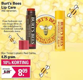 Promoties Tinted lipbalm red dahlia - Burt`s bees - Geldig van 20/02/2023 tot 11/03/2023 bij De Online Drogist